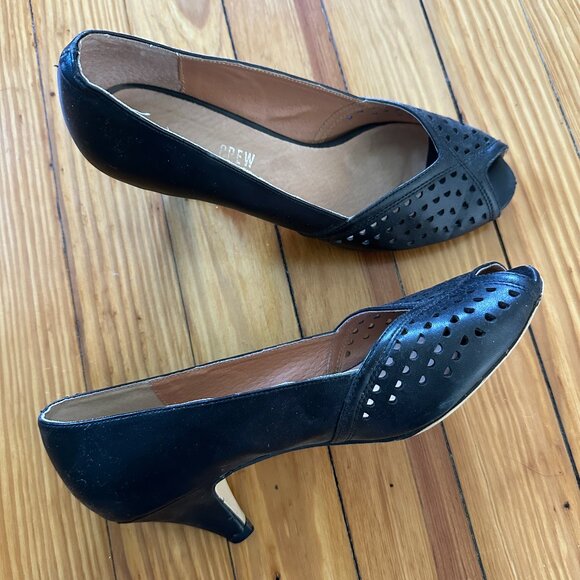 Black Retro Peep Toe Pumps - Chelsea Crew - Picture 1 of 5